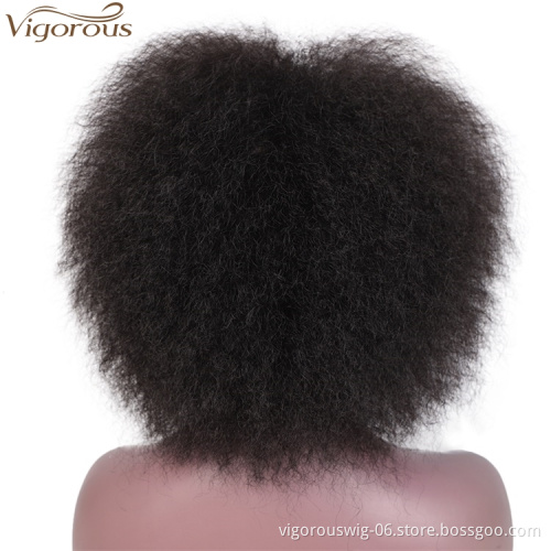 Vigorous Wholesale Top Quality Cheap Afro Short Kinky Fluffy Wig For Women Black Synthetic Wigs High Temperature